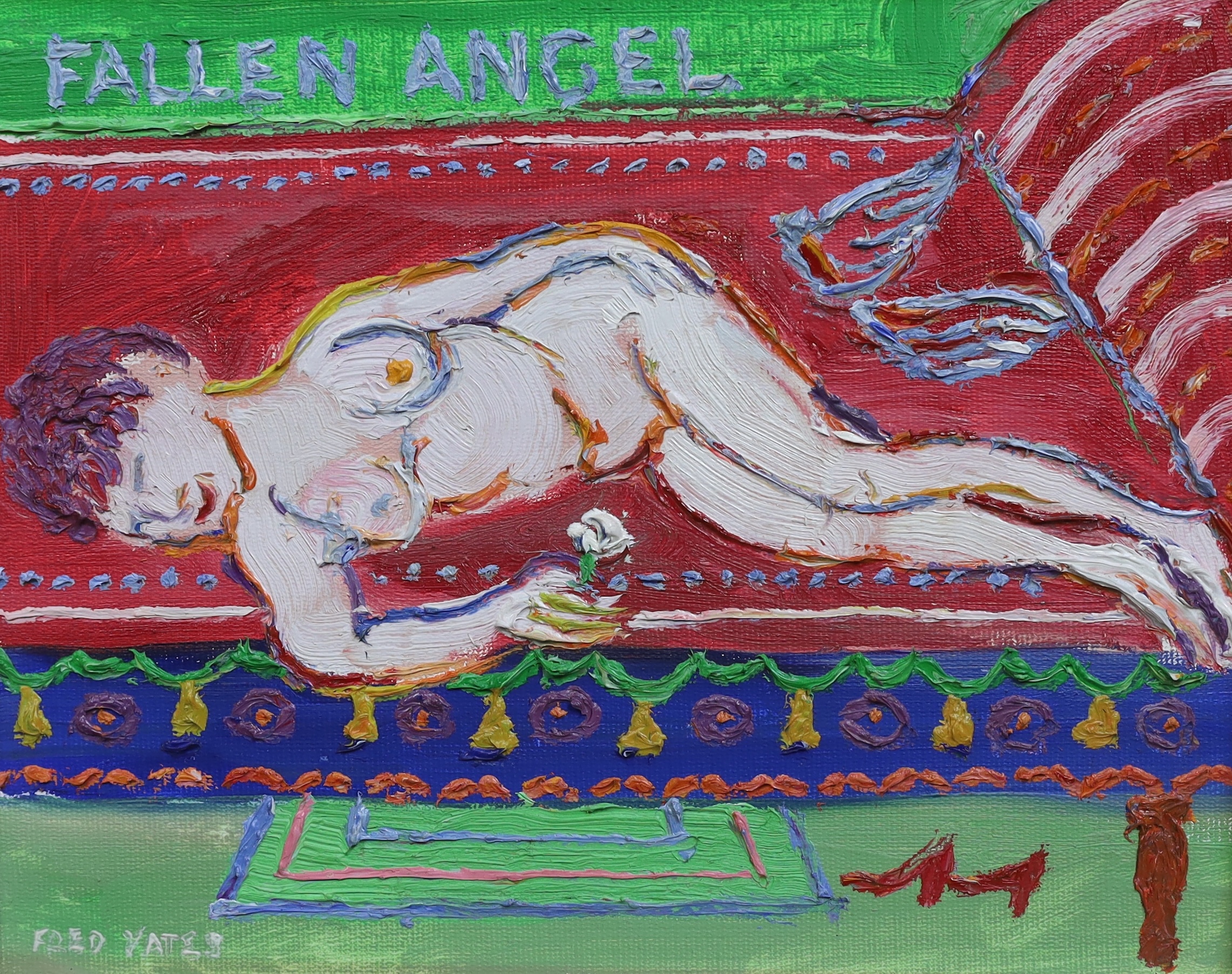 Fred Yates (English, 1922-2008), 'Fallen Angel', oil on board, 20 x 25cm